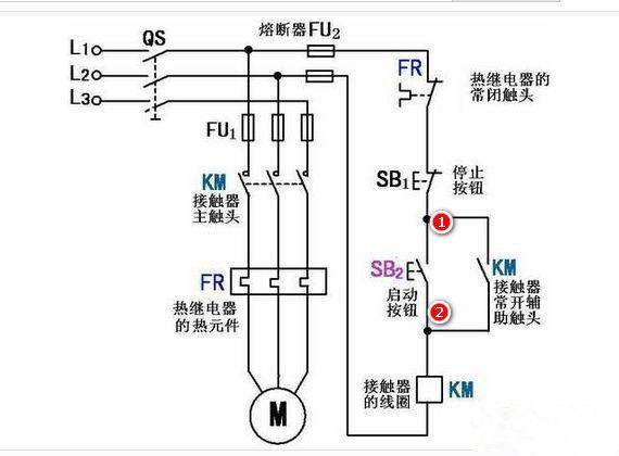 一个马达的启动停止自锁电路图
