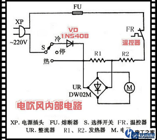 电吹风电路图详解电吹风开热风工作一会即断电