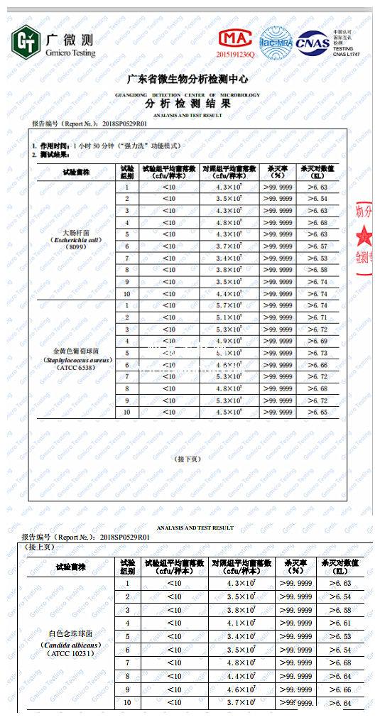 x9洗碗机的除菌报告，除菌率高达99.99%