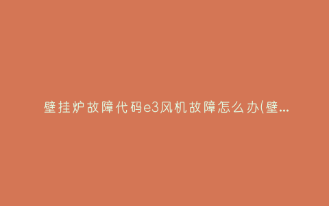 壁挂炉故障代码e3风机故障怎么办(壁挂炉出e3是风压故障怎么回事)插图