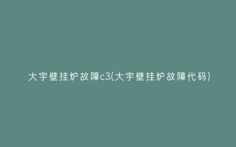大宇壁挂炉故障c3(大宇壁挂炉故障代码)插图