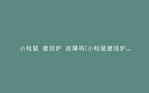 小松鼠 壁挂炉 故障码(小松鼠壁挂炉故障码E1)插图 小松鼠 壁挂炉 故障码(小松鼠壁挂炉故障码E1)插图