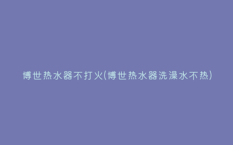 博世热水器不打火(博世热水器洗澡水不热)插图 博世热水器不打火(博世热水器洗澡水不热)插图