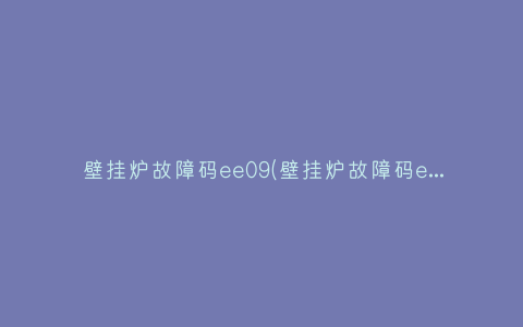 壁挂炉故障码ee09(壁挂炉故障码e9怎么解决)插图
