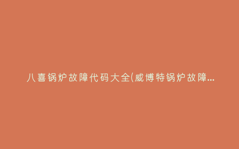 八喜锅炉故障代码大全(威博特锅炉故障代码大全)插图 八喜锅炉故障代码大全(威博特锅炉故障代码大全)插图