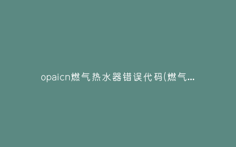 opaicn燃气热水器错误代码(燃气热水器常见故障)插图 opaicn燃气热水器错误代码(燃气热水器常见故障)插图