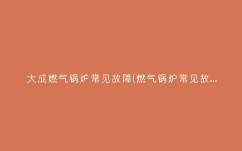 大成燃气锅炉常见故障(燃气锅炉常见故障及处理)插图 大成燃气锅炉常见故障(燃气锅炉常见故障及处理)插图