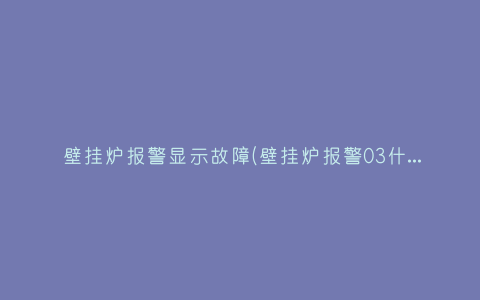 壁挂炉报警显示故障(壁挂炉报警03什么原因)插图