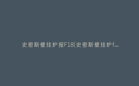 史密斯壁挂炉报F18(史密斯壁挂炉f1报警)插图 史密斯壁挂炉报F18(史密斯壁挂炉f1报警)插图