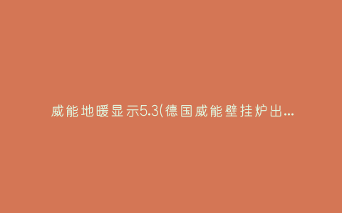 威能地暖显示5.3(德国威能壁挂炉出现5er怎么消除)插图