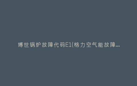 博世锅炉故障代码E1(格力空气能故障代码e1)插图 博世锅炉故障代码E1(格力空气能故障代码e1)插图