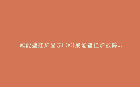 威能壁挂炉显示F00(威能壁挂炉故障代码F1解决方法)插图 威能壁挂炉显示F00(威能壁挂炉故障代码F1解决方法)插图