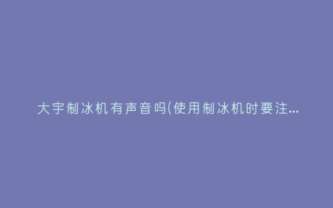 大宇制冰机有声音吗(使用制冰机时要注意什么)插图