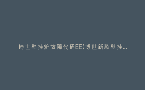 博世壁挂炉故障代码EE(博世新款壁挂炉故障代码CE)插图