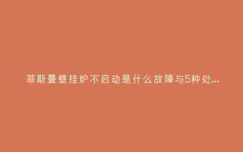 菲斯曼壁挂炉不启动是什么故障与5种处理解决方法插图 菲斯曼壁挂炉不启动是什么故障与5种处理解决方法插图