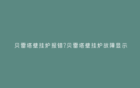 贝雷塔壁挂炉报错?贝雷塔壁挂炉故障显示插图 贝雷塔壁挂炉报错?贝雷塔壁挂炉故障显示插图