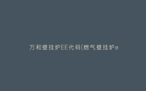 万和壁挂炉EE代码(燃气壁挂炉ee18)插图