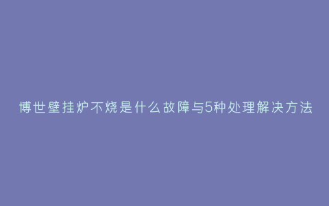 博世壁挂炉不烧是什么故障与5种处理解决方法插图