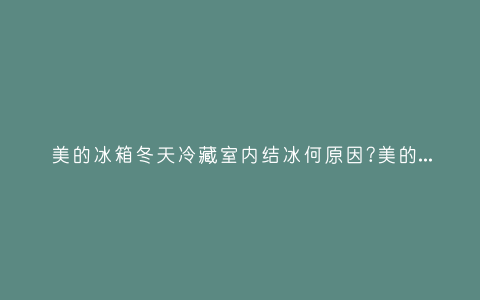 美的冰箱冬天冷藏室内结冰何原因?美的冰箱保鲜室结冰怎么解决插图