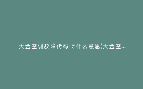 大金空调故障代码L5什么意思(大金空调故障代码L9)_1插图