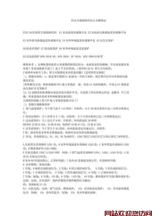约克空调故障代码大全(约克空调故障代码大全与故障代码知识)